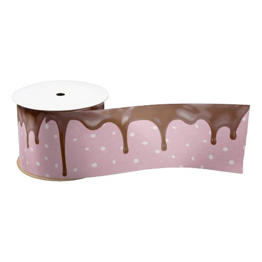 Druppelen Chocolade Icing op Polka Dots Lint (Spoel)