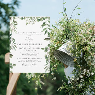 Druppelen Eucalyptus Elegant Wit Bruiloft Kaart