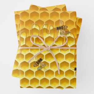 Druppelen Honingraat & Vliegende Honingbijen Inpakpapier Vel