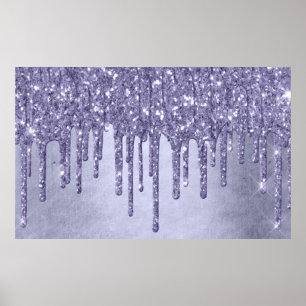 Druppelen Paarse Glitter Chique Lavendel Icing P Poster