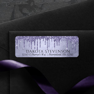 Druppelen Paarse Glitter Lavendel ijsadres Etiket