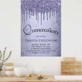 Druppelen Paarse Glitter | Lavendel Quinceanera Poster (Keuken)