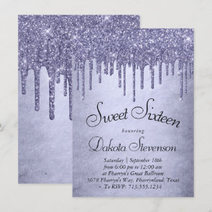 Druppelen Paarse Glitter   Lavendel Sweet Sixteen Kaart