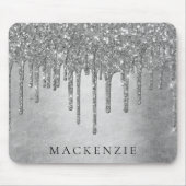 Druppelen Zilverachtige Glitter | Platina glam mon Muismat (Voorkant)