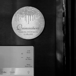 Druppelen Zilverachtige Glitter Platina Quincean Magneet