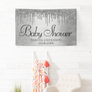 Druppelen Zilverachtige Glitter Platinum Sparkle Spandoek