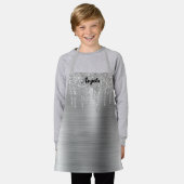 Druppelen Zilveren Glitter Glam gepersonaliseerd S Schort (Gedragen)