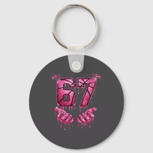Druppelend 7 Druppel Basketbal Zeven 67 Zes 6 Roze Sleutelhanger