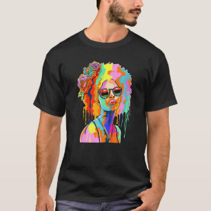 Druppelend Afro Geïnspireerd Druppelend Schilderme T-shirt
