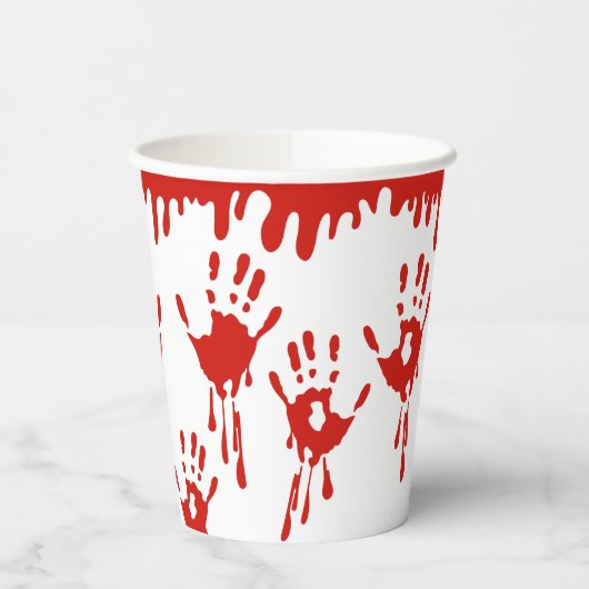 Druppelend bloed en handafdrukken Halloween Papieren Bekers (Links)