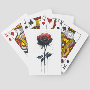 Druppelend Bloed Roos: Gotische Bloemenkunst Pokerkaarten