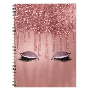 Druppelend in Roze Gouden Glitter Roze Druppels Wi Notitieboek