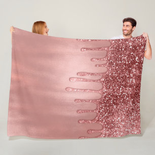 Druppelend in roze gouden glitters mooie roze drup fleece deken
