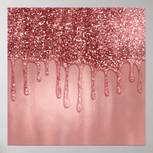 Druppelend in roze gouden glitters mooie roze drup poster