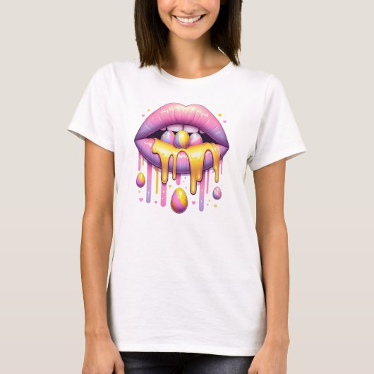 Druppelend Snoep Lips Easter Egg T-shirt (Voorkant)