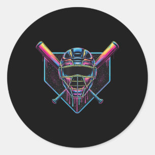 Druppelende Baseball Catcher Mask Baseball Fan Str Ronde Sticker