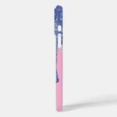 Druppelende Blauwe Glitter Monogram Telefoonhoes Case-Mate iPhone Case (Achterkant / Links)