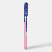 Druppelende Blauwe Glitter Monogram Telefoonhoes Case-Mate iPhone Case (Achterkant / Rechts)