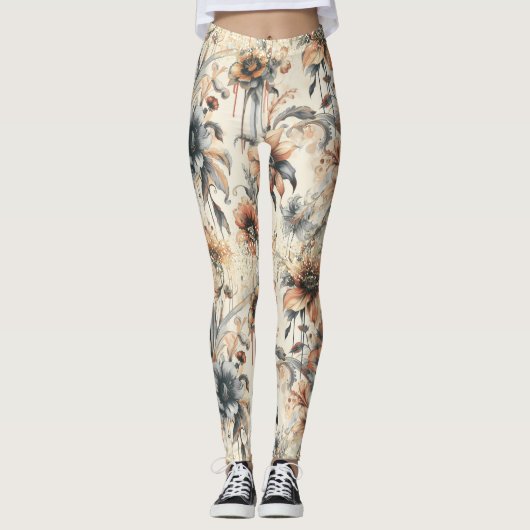Druppelende  bloemen leggings (Voorkant)