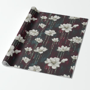 Druppelende Bloemendonkler Folie Cadeaupapier