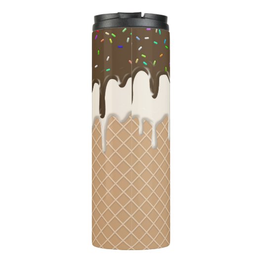 Druppelende chocolade ijs wafel kegel monogram thermosbeker (Achterkant)