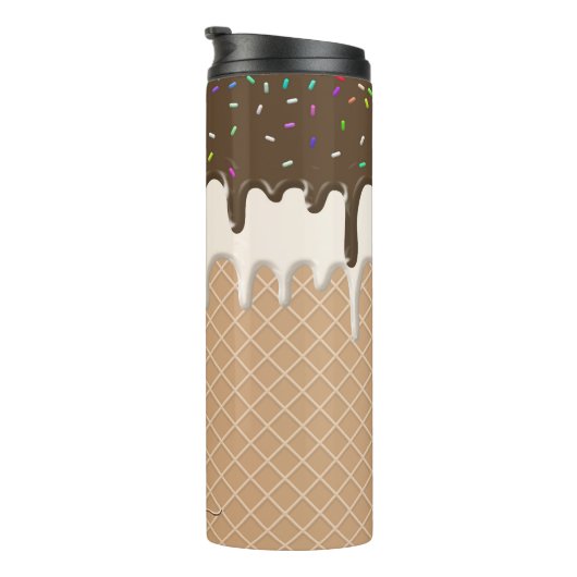 Druppelende chocolade ijs wafel kegel monogram thermosbeker (Geroteerd rechts)