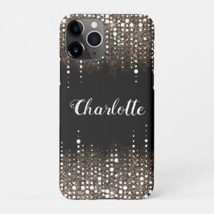 Druppelende Glitter Gold Rain Gepersonaliseerde Na iPhone 11Pro Hoesje