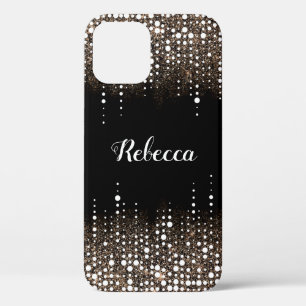 Druppelende Glitter Gold Rain Glamorous Glam Naam iPhone 12 Hoesje