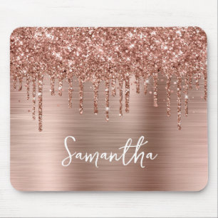 Druppelende Glitter Roos Gold Glam Muismat