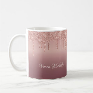 Druppelende Glitter Roze Goud Glanzend Koffiemok