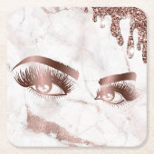 Druppelende gouden rozen ogen vierkante kartonnen onderzetter (Voorkant)