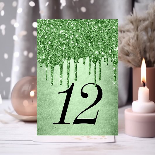 Druppelende groene glitter | Neo-Mint Sage Faux Me Kaart