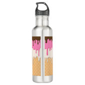 Druppelende Ice Cream Waffle Cone Monogram Waterfles (Achterkant)