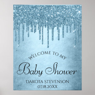 Druppelende Ijsblauwe Glitters Glam Glitter Brui Poster