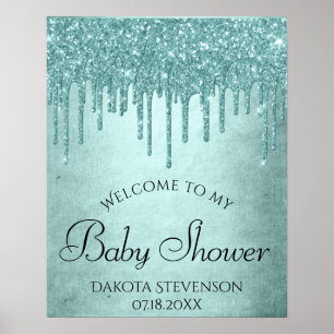 Druppelende Mint Glitter Aqua Teal Smeltende Dou Poster
