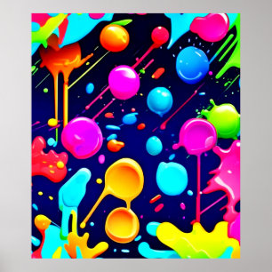Druppelende neoninkt esthetisch poster