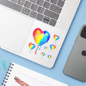 Druppelende Rainbow Heart Vinyl Sticker Set (Laptop met iPhone)