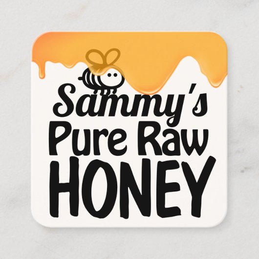 Druppelende Raw Honey Bold Typografie Vierkante Visitekaartje (Voorkant)