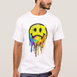 Druppelende Regenboog Graffiti Smiley T-shirt