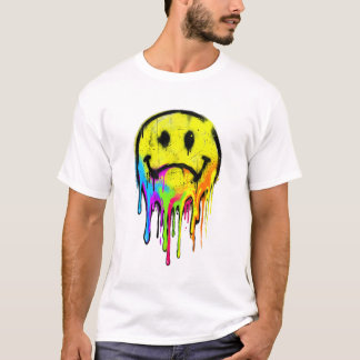 Druppelende Regenboog Graffiti Smiley T-shirt