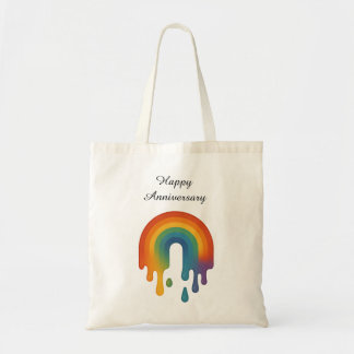 Druppelende regenboog - Happy Jubileum Tote Bag