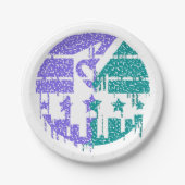 Druppelende spikkels - kleurrijke convergentie papieren bordje (Voorkant)