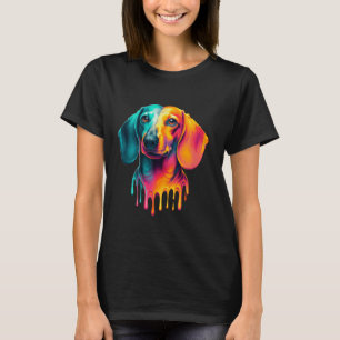 Druppelende Verf Art Teckel Hond Teckels Doxie T-shirt