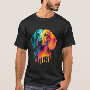 Druppelende Verf Art Teckel Hond Teckels Doxie T-shirt