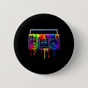 Druppelende verf boombox grappige oude school 80s ronde button 5,7 cm