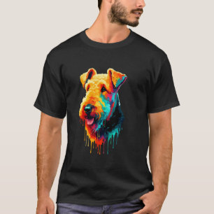 Druppelende verf kunst Airedale Terrier Bingley Te T-shirt