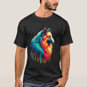 Druppelende verf kunst Belgische schapen hond Herd T-shirt