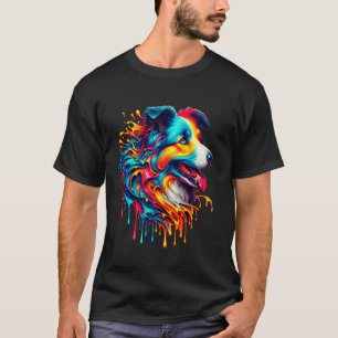 Druppelende verf kunst Border Collie T-shirt