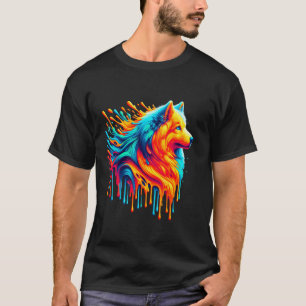 Druppelende verf kunst Canadese Eskimo hond T-shirt