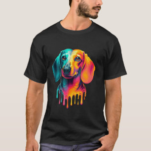 Druppelende verf kunst dachshond hond dachshonden  t-shirt